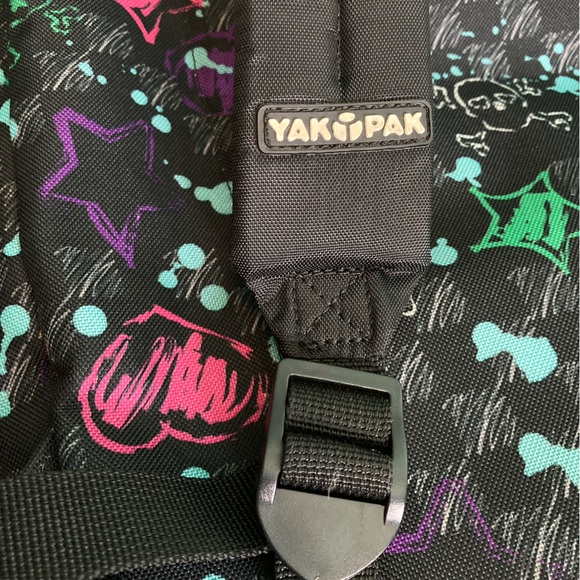 Yak Pak Multicolor Skull Backpack Black Casual School Storage Streetwear Bag - Picture 5 of 14